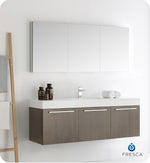 Fresca FVN8093GO Vista 60" Gray Oak Wall Hung Single Sink Modern Bathroom Vanity