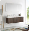 Fresca FVN8093GW Vista 60" Walnut Wall Hung Single Sink Modern Bathroom Vanity