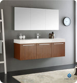 Fresca FVN8093TK Vista 60" Teak Wall Hung Single Sink Modern Bathroom Vanity