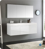 Fresca FVN8093WH Vista 60" White Wall Hung Single Sink Modern Bathroom Vanity