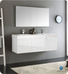 Fresca FVN8093WH-D Vista 60" White Wall Hung Double Sink Modern Bathroom Vanity