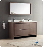 Fresca FVN8119GO Allier 60" Gray Oak Double Sink Bathroom Vanity with Mirror