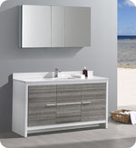Fresca FVN8119HA-S Allier Rio 60" Ash Gray Single Sink Modern Bathroom Vanity