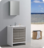 Fresca Allier 30`` White Modern Bathroom Vanity With Mirror
