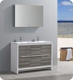 Fresca FVN8148HA-D Allier Rio 48" Ash Gray Double Sink Modern Bathroom Vanity
