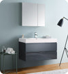 Fresca Valencia 40`` Glossy White Wall Hung Modern Bathroom Vanity With Medicine Cabinet