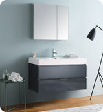 Fresca Valencia 40`` Glossy White Wall Hung Modern Bathroom Vanity With Medicine Cabinet