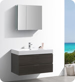 Fresca Valencia 40`` Glossy White Wall Hung Modern Bathroom Vanity With Medicine Cabinet