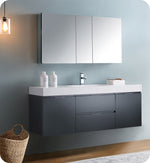 Fresca FVN8360GG Valencia 60" Dark Slate Gray Wall Hung Modern Bathroom Vanity