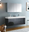 Fresca FVN8360GG-D Valencia 60"Slate Gray Wall Hung Double Sink Bathroom Vanity