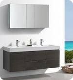 Fresca FVN8360GO-D Valencia 60" Gray Oak Wall Hung Double Sink Bathroom Vanity