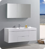 Fresca FVN8360WH Valencia 60" Glossy White Wall Hung Modern Bathroom Vanity