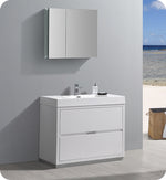 Fresca Valencia 40`` Glossy White Free Standing Modern Bathroom Vanity With Medicine Cabinet