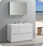 Fresca FVN8448WH Valencia 48" Glossy White Free Standing Modern Bathroom Vanity