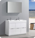 Fresca FVN8448WH-D Valencia 48" White Free Standing Double Sink Bathroom Vanity