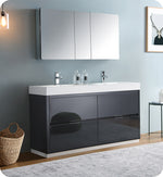 Fresca FVN8460GG-D Valencia 60"  Gray Free Standing Double Sink Bathroom Vanity