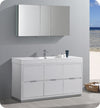 Fresca FVN8460WH Valencia 60" Glossy White Free Standing Modern Bathroom Vanity