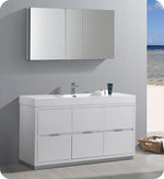 Fresca FVN8460WH Valencia 60" Glossy White Free Standing Modern Bathroom Vanity