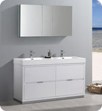 Fresca FVN8460WH-D Valencia 60" White Free Standing Double Sink Bathroom Vanity