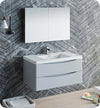 Fresca Tuscany 40`` Glossy White Wall Hung Modern Bathroom Vanity With Medicine Cabinet