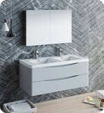 Fresca FVN9048GRG-D Tuscany 48"Glossy Gray Wall Hung Double Sink Bathroom Vanity