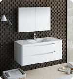 Fresca FVN9048WH Tuscany 48" Glossy White Wall Hung Modern Bathroom Vanity