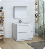 Fresca Tuscany 36`` Glossy White Free Standing Modern Bathroom Vanity With Medicine Cabinet