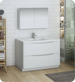 Fresca FVN9148WH Tuscany 48" Glossy White Free Standing Modern Bathroom Vanity