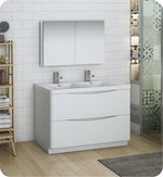 Fresca FVN9148WH-D Tuscany 48" White Free Standing Double Sink Bathroom Vanity