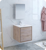 Fresca Catania 24`` Glossy White Wall Hung Modern Bathroom Vanity With Medicine Cabinet