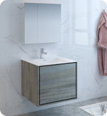 Fresca Catania 30`` Glossy White Wall Hung Modern Bathroom Vanity With Medicine Cabinet