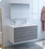 Fresca FVN9248HA-D Catania 48" Ash Gray Wall Hung Double Sink Bathroom Vanity