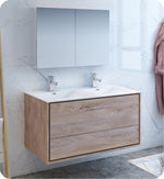 Fresca FVN9248RNW-D Catania 48"Natural Wood WallHung Double Sink Bathroom Vanity