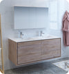 Fresca FVN9260RNW-D Catania 60"Rustic Wood Wall Hung Double Sink Bathroom Vanity