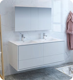Fresca FVN9260WH-D Catania 60"Glossy White Wall Hung Double Sink Bathroom Vanity