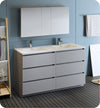 Fresca Lazzaro 60`` Rosewood Free Standing Double Sink Modern Bathroom Vanity With Medicine Cabinet