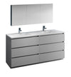 Fresca Lazzaro 72`` Rosewood Free Standing Double Sink Modern Bathroom Vanity With Medicine Cabinet