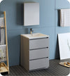 Fresca Lazzaro 24`` Rosewood Free Standing Modern Bathroom Vanity With Medicine Cabinet