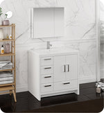 Fresca FVN9436WH-L Imperia 36" Glossy White Free Standing Modern Bathroom Vanity