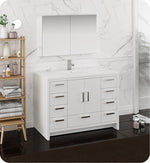 Fresca Imperia 48`` Glossy White Free Standing Modern Bathroom Vanity With Medicine Cabinet