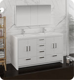 Fresca FVN9460WH-D Imperia 60" Glossy Free Standing Double Sink Bathroom Vanity