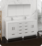 Fresca Imperia 72`` Glossy White Free Standing Double Sink Modern Bathroom Vanity With Medicine Cabinet