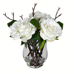 Vickerman FX190201 10" Artificial White Rose In Glass Vase
