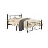 Benzara Full Size Metal Platform Bed with Quatrefoil Design Inlay, Black