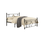 Benzara Full Size Metal Platform Bed with Quatrefoil Design Inlay, Black