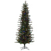 6.5' x 34" Hillside Pencil Spruce Artificial Christmas Tree Colored Dura-Lit LED