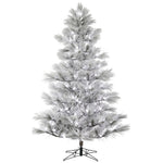 14'x84" Flocked Alder Long Needle Pine Artificial Xmas Tree Frosted White C7 LED