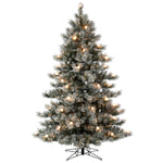 Vickerman 4.5' x 44" Flocked Cayce Pine Artificial Christmas Tree Warm White LED