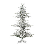 7.5' x 57" Flocked Yukon Display Artificial Christmas Tree with Warm White LED.