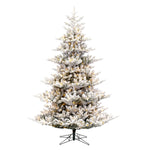 6.5' x 57" Flocked Hudson Fraser Fir Artificial Xmas Tree LED Warm White Lights